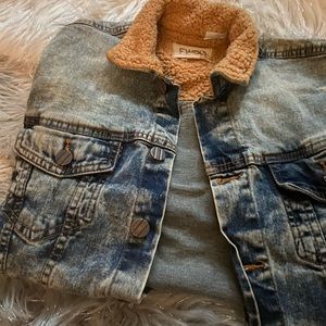 Boys wash jean jacket greenish yellow